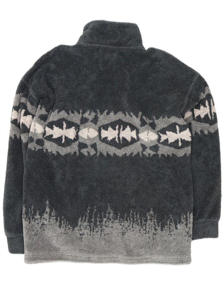 Think Pink Mens Fleece Jacket UK 42 XL Grey Geometric Polyester