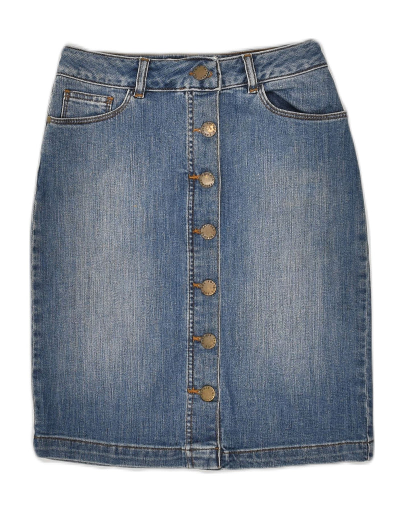 FAT FACE Womens High Waist Denim Skirt UK 6 Small W24 Blue Cotton | Vintage Fat Face | Thrift | Second-Hand Fat Face | Used Clothing | Messina Hembry 