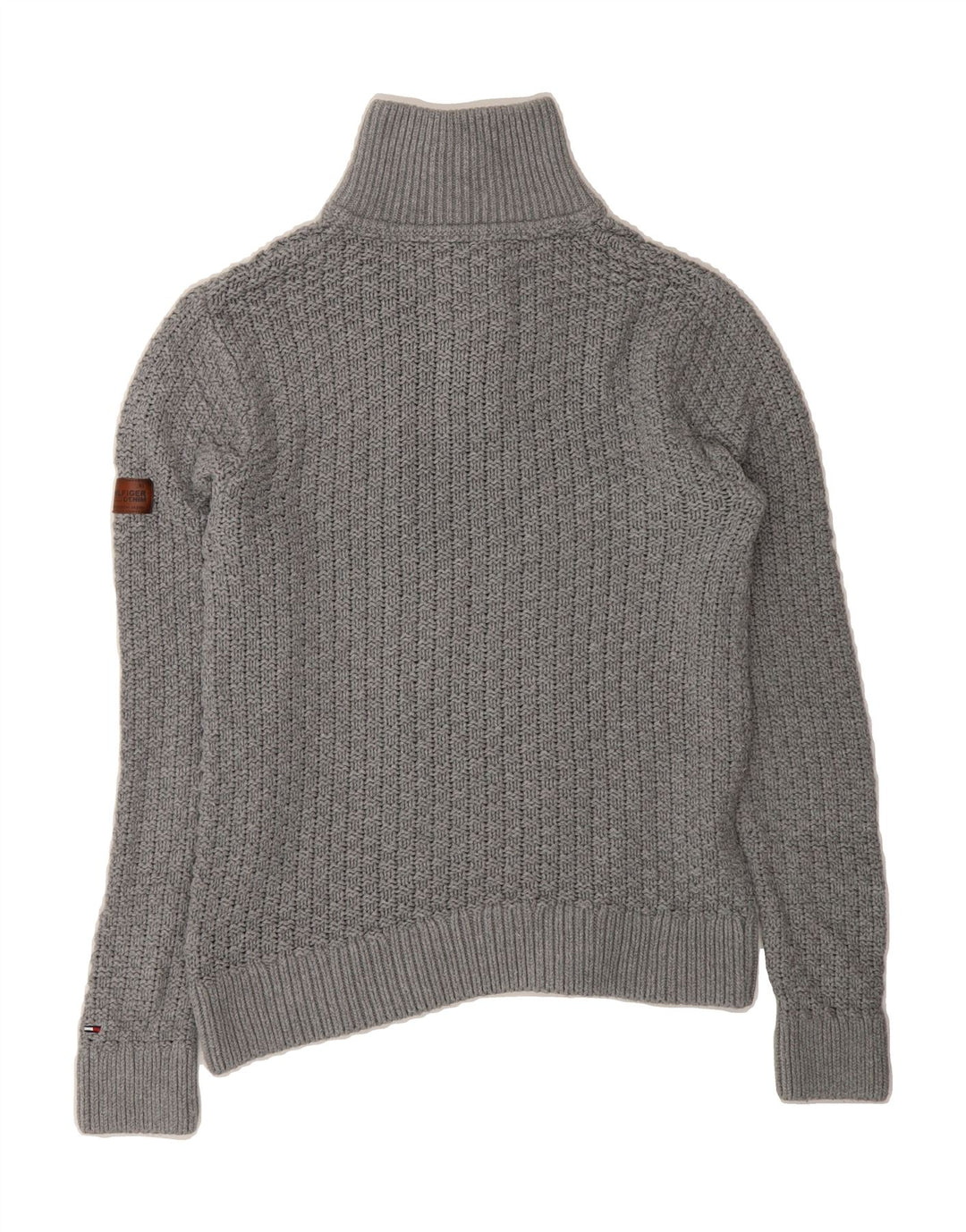 TOMMY HILFIGER Mens Button Neck Jumper Sweater Small Grey Cotton Vintage Tommy Hilfiger and Second-Hand Tommy Hilfiger from Messina Hembry 