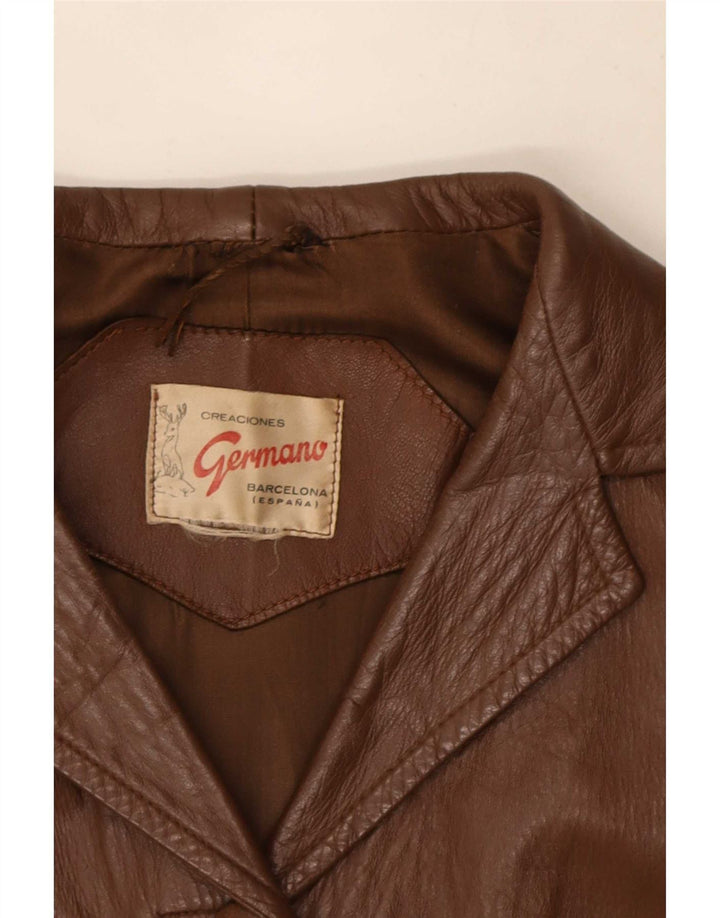 Germano Womens Leather Coat UK 14 Medium Brown