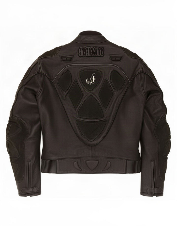 Streetfighter Mens Leather Racer Jacket IT 48 Medium Black