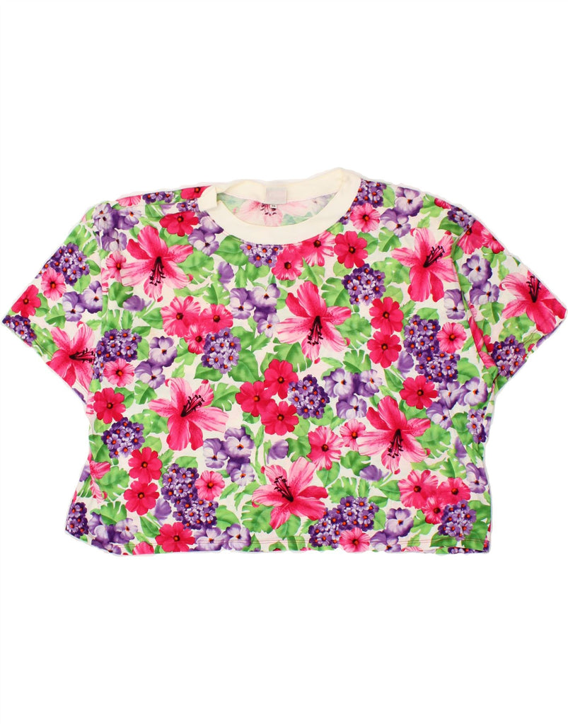 BENETTON Womens Crop Top UK 14 Medium Multicoloured Floral Vintage Benetton and Second-Hand Benetton from Messina Hembry 