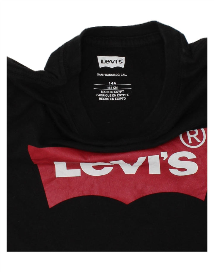LEVI'S Boys Graphic T-Shirt Top 13-14 Years Black Cotton Vintage Levi's and Second-Hand Levi's from Messina Hembry 