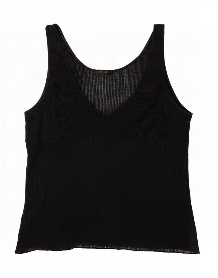 Massimo Dutti Womens See Through Vest Top UK 18 XL Black