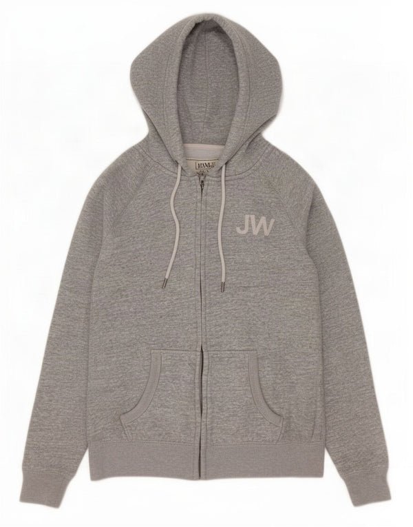 Jack Wills Womens Zip Hoodie Sweater UK 14 Large Grey Cotton