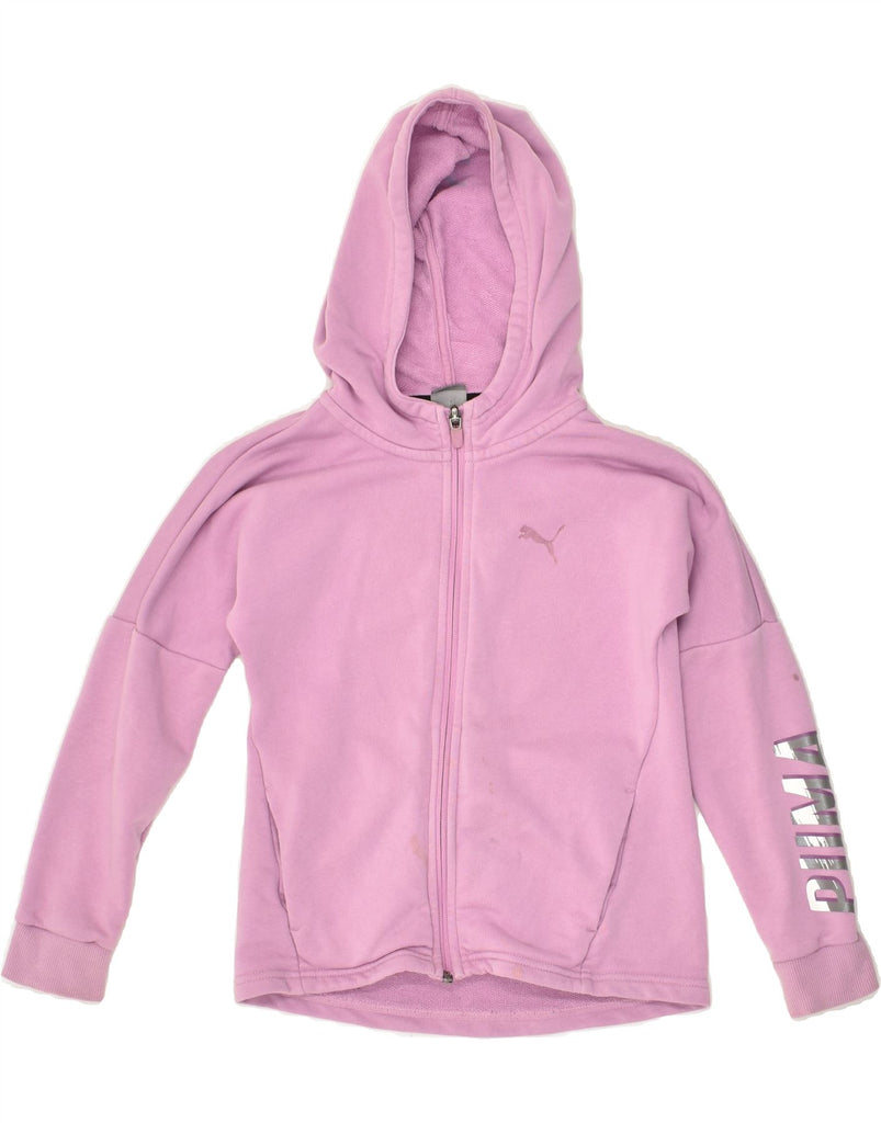 PUMA Girls Graphic Zip Hoodie Sweater 7-8 Years Purple | Vintage Puma | Thrift | Second-Hand Puma | Used Clothing | Messina Hembry 