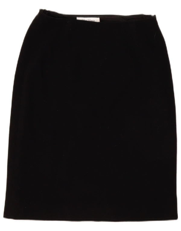 Max Mara Womens Straight Skirt UK 12 Medium W28  Black Wool