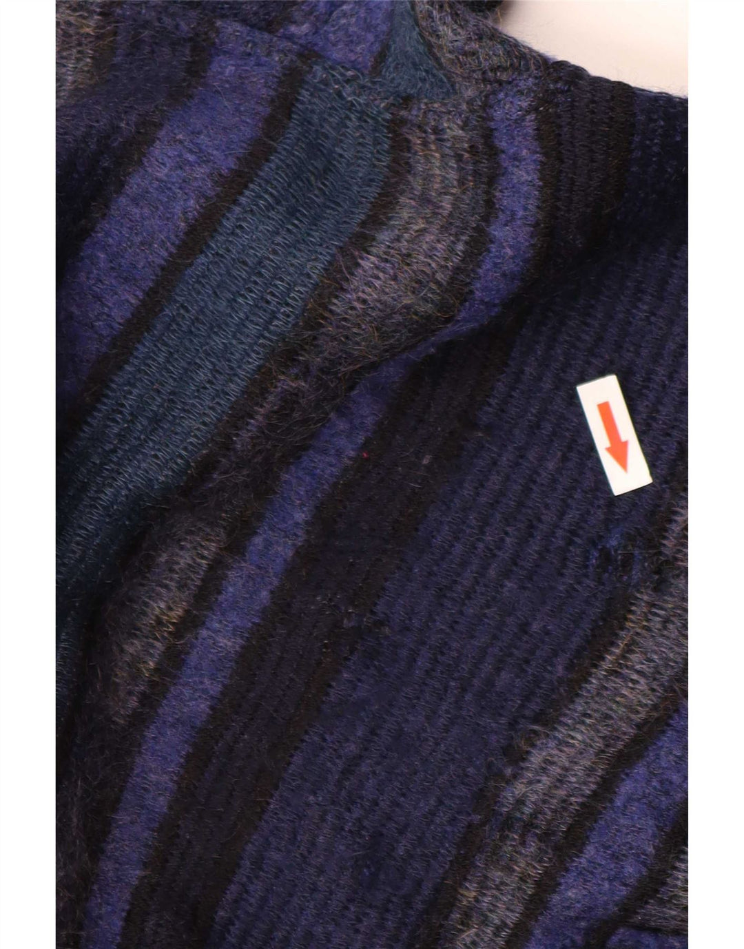 Bizzarro Mens Cardigan Sweater XL Navy Blue Striped Wool