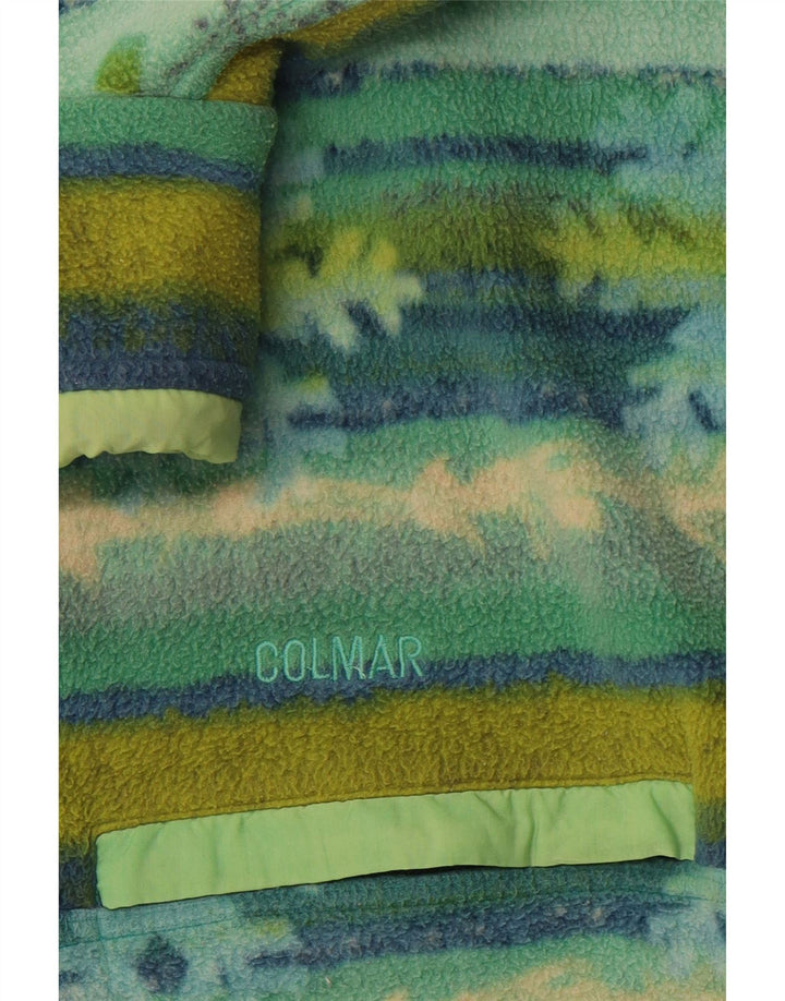 COLMAR Mens Button Neck Fleece Jumper XL Green Fair Isle