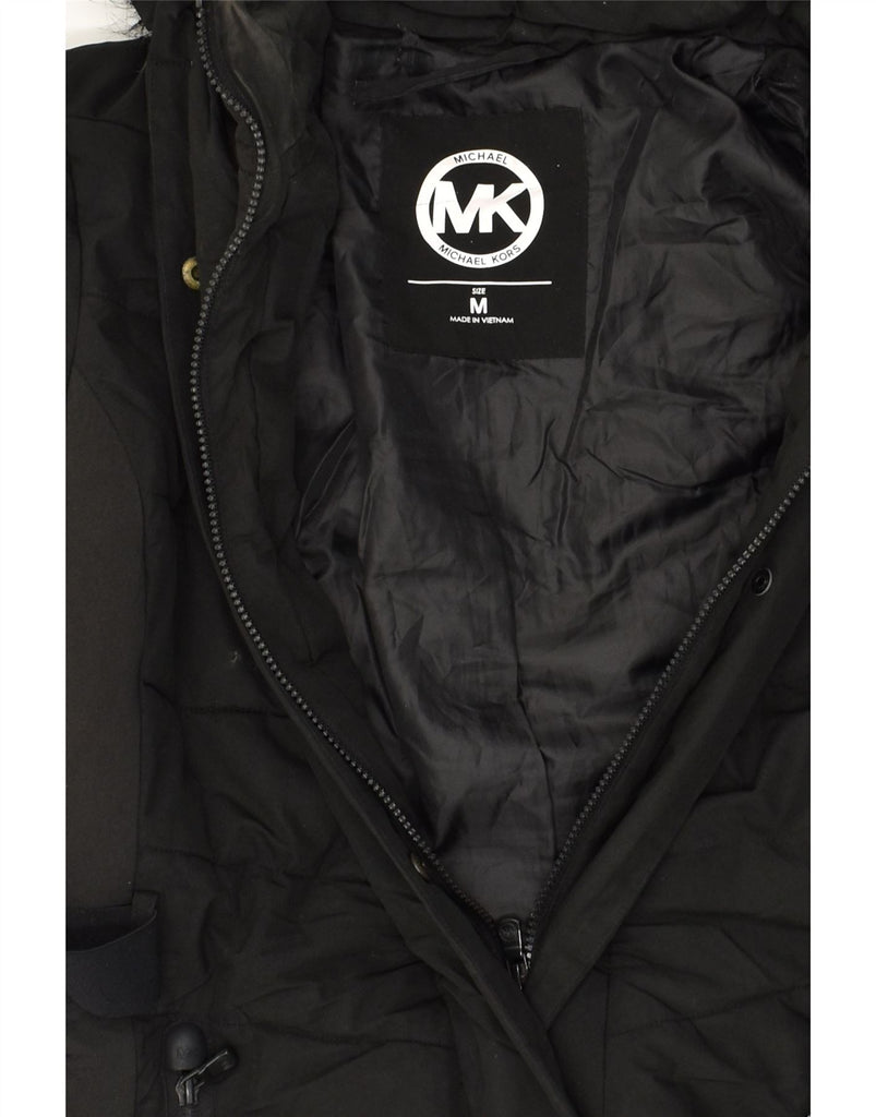 MICHAEL KORS Womens Hooded Padded Jacket UK 14 Medium Black Polyester | Vintage Michael Kors | Thrift | Second-Hand Michael Kors | Used Clothing | Messina Hembry 