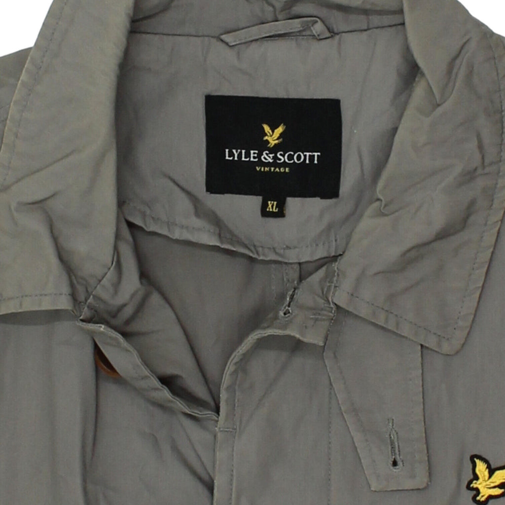Lyle & Scott Mens Grey Mid Length Cotton Overcoat | Vintage Designer Jacket VTG | Vintage Messina Hembry | Thrift | Second-Hand Messina Hembry | Used Clothing | Messina Hembry 