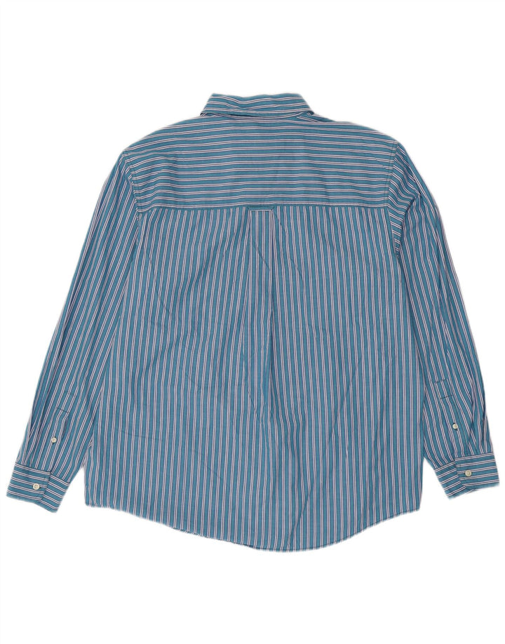 Chaps Mens Shirt Large Blue Striped Cotton