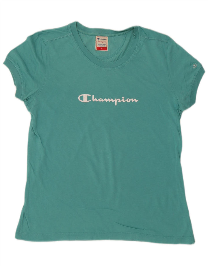 CHAMPION Womens Graphic T-Shirt Top UK 14 Large Green