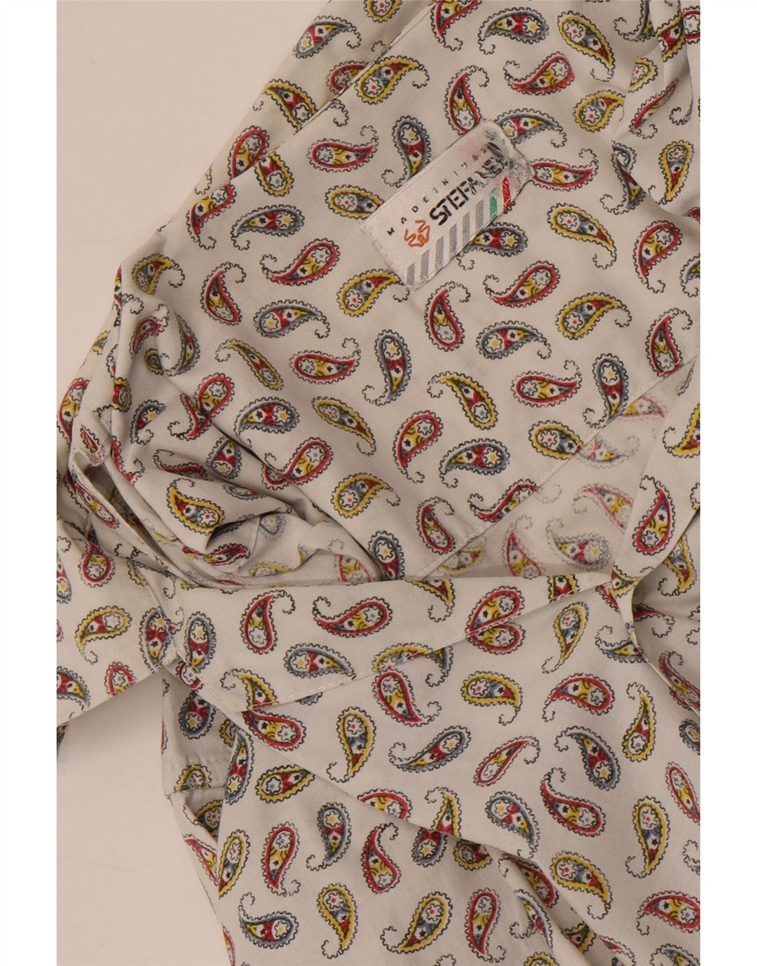 Stefanel Mens Short Sleeve Shirt Large White Paisley