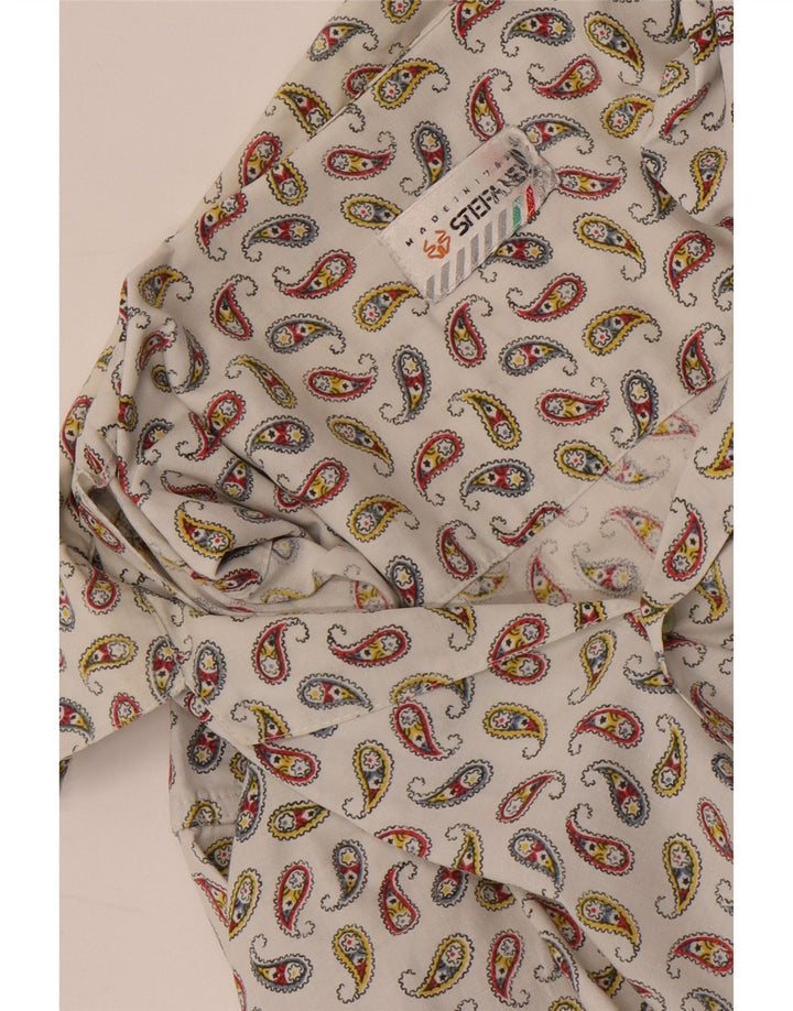 Stefanel Mens Short Sleeve Shirt Large White Paisley