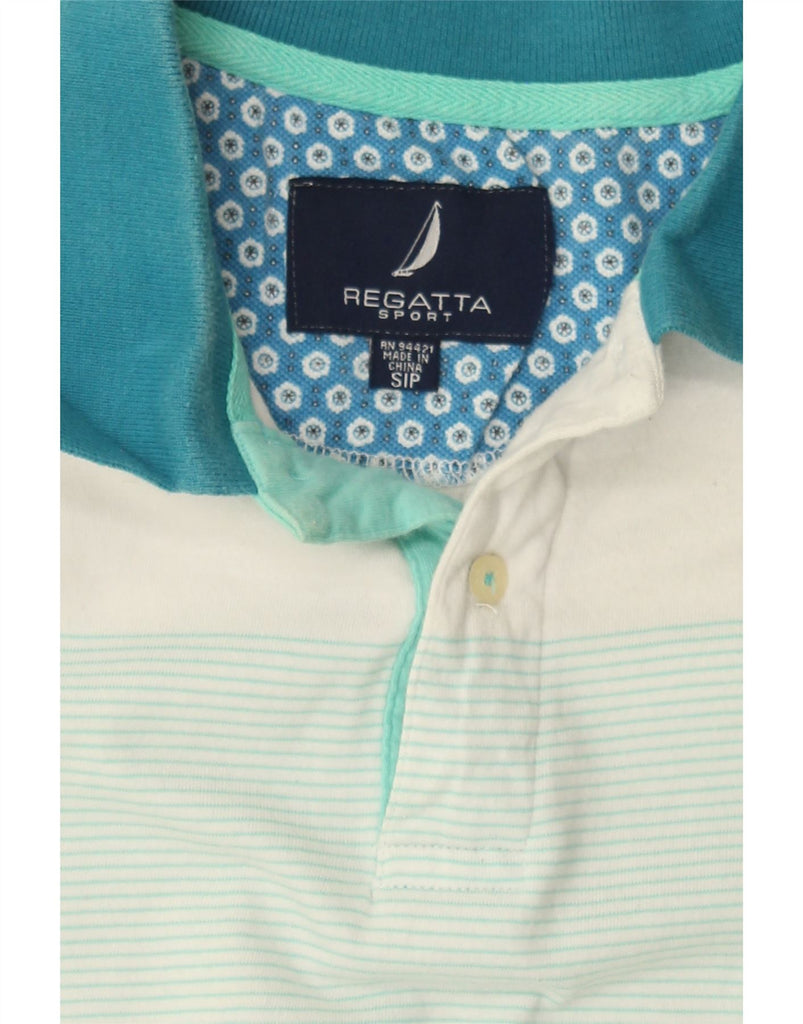 REGATTA Mens Polo Shirt Small Turquoise Colourblock Cotton Vintage Regatta and Second-Hand Regatta from Messina Hembry 