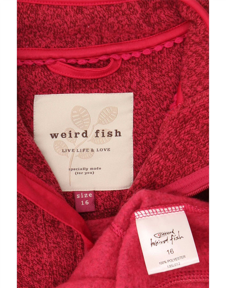Weird Fish Womens Zip Neck Sweatshirt Jumper UK 16 Large Red Flecked