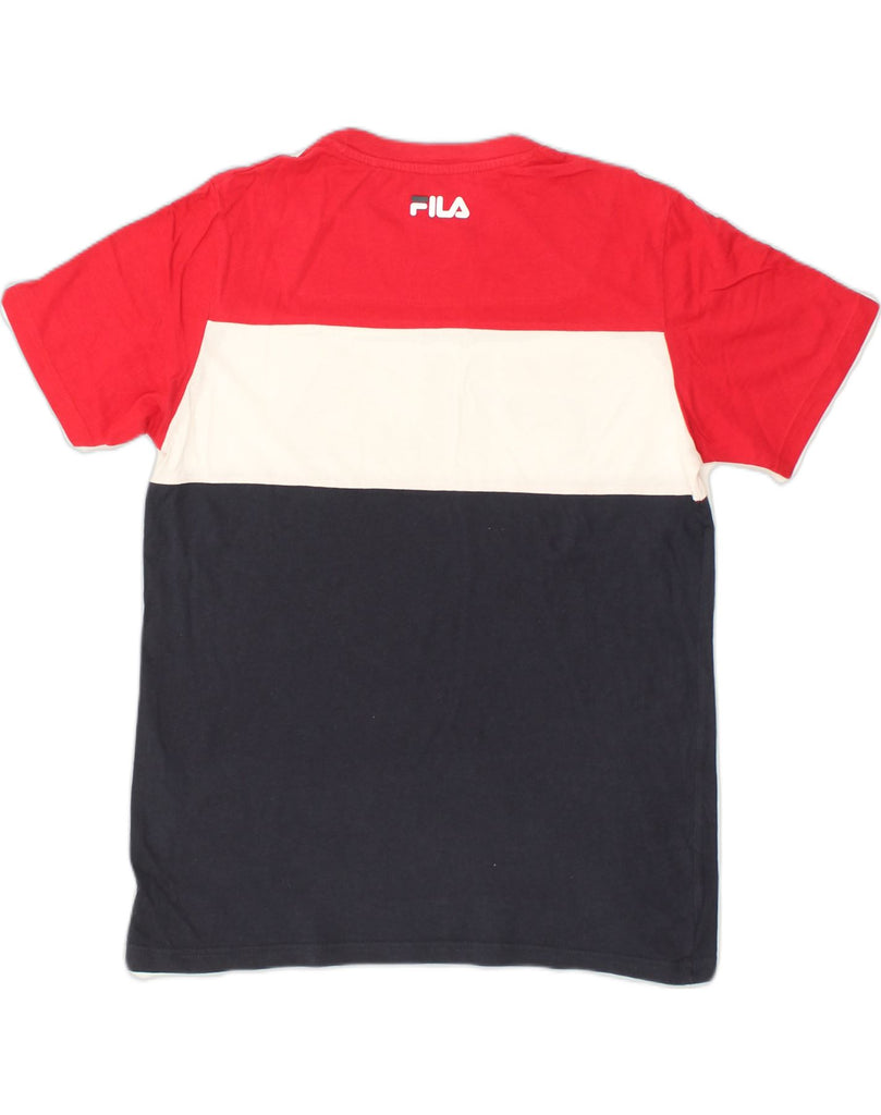 FILA Mens Graphic T-Shirt Top Small Red Colourblock Cotton | Vintage Fila | Thrift | Second-Hand Fila | Used Clothing | Messina Hembry 