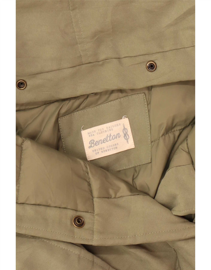 Benetton Womens Hooded Parka Jacket UK 14 Medium Green
