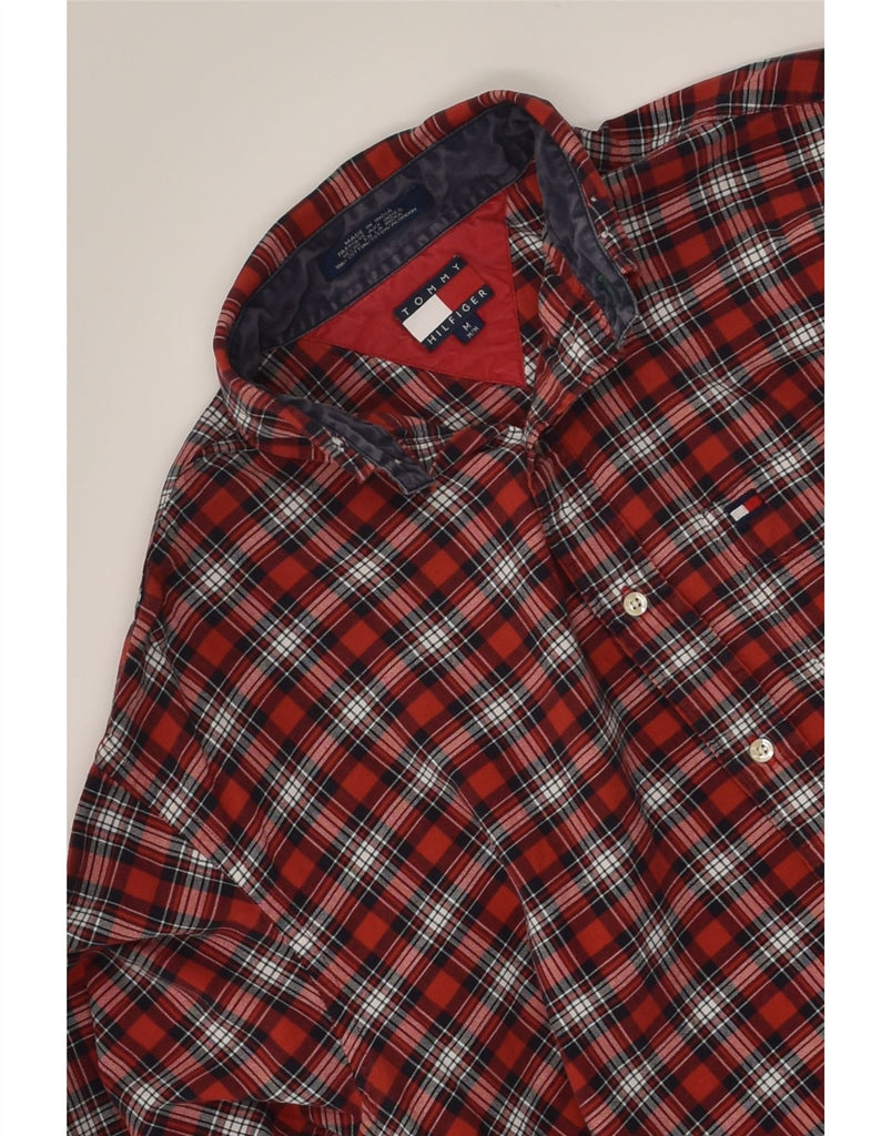 TOMMY HILFIGER Mens Shirt Medium Red Check Cotton | Vintage Tommy Hilfiger | Thrift | Second-Hand Tommy Hilfiger | Used Clothing | Messina Hembry 