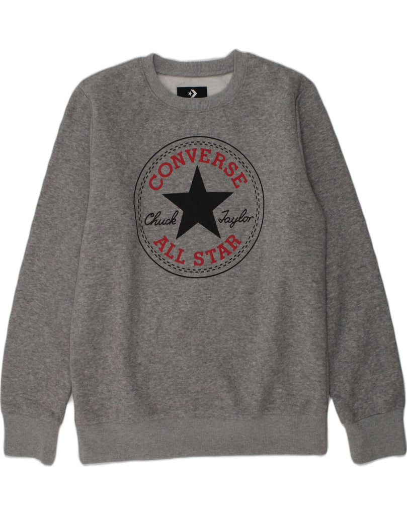 CONVERSE Boys Graphic Sweatshirt Jumper 12-13 Years Large  Grey Cotton | Vintage Converse | Thrift | Second-Hand Converse | Used Clothing | Messina Hembry 