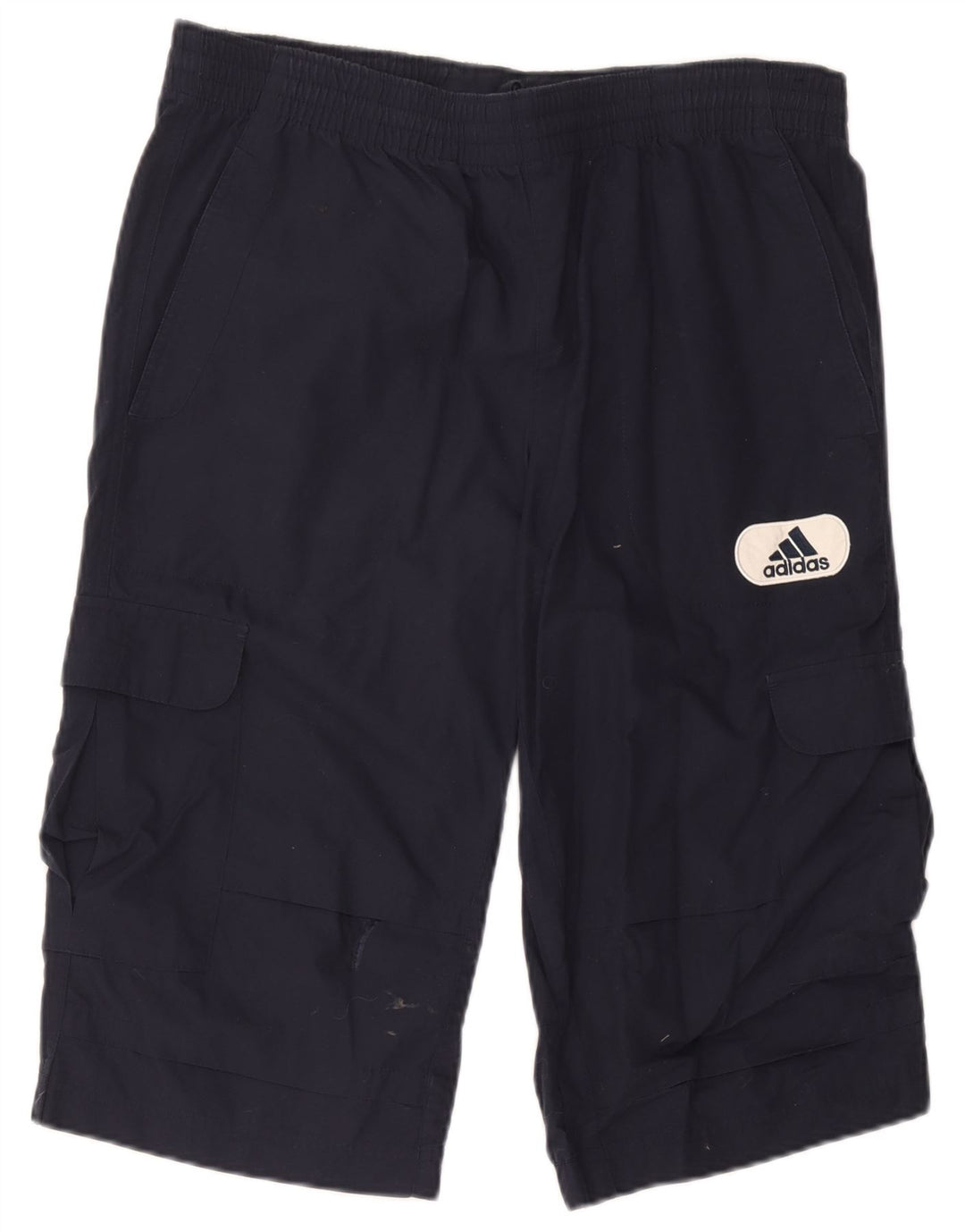 Adidas Mens Cargo Shorts Medium W36 Navy Blue Cotton