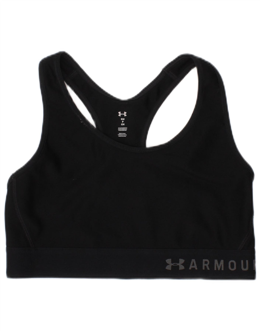 Under Armour Womens Graphic Sport Bra Top Small Black Polyester Sports