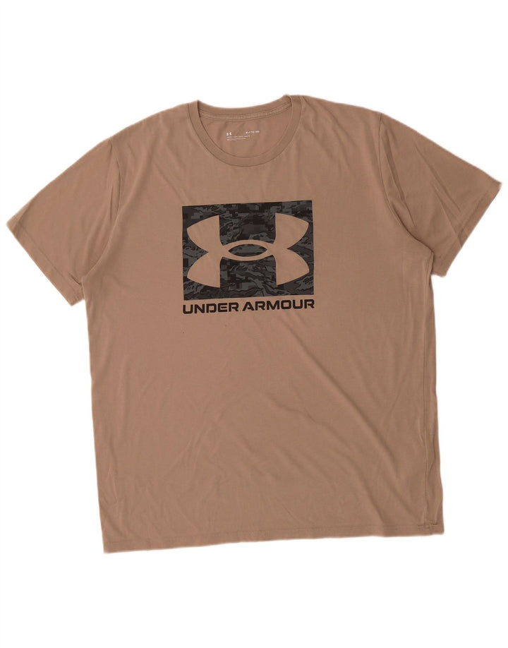 UNDER ARMOUR Mens Graphic T-Shirt Top XL Brown Cotton