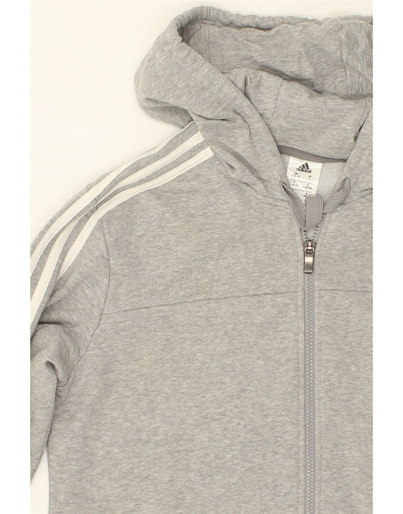 ADIDAS Womens Zip Hoodie Sweater UK 16/18 Large Grey Cotton Vintage Adidas and Second-Hand Adidas from Messina Hembry 