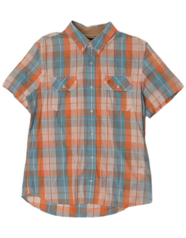Timberland Mens Earthkeepers Short Sleeve Slim Fit Shirt Large Blue Check