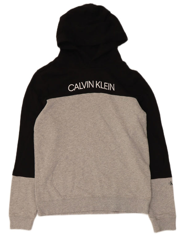 Calvin Klein Jeans Womens Hoodie Jumper UK 12 Medium Black Colourblock
