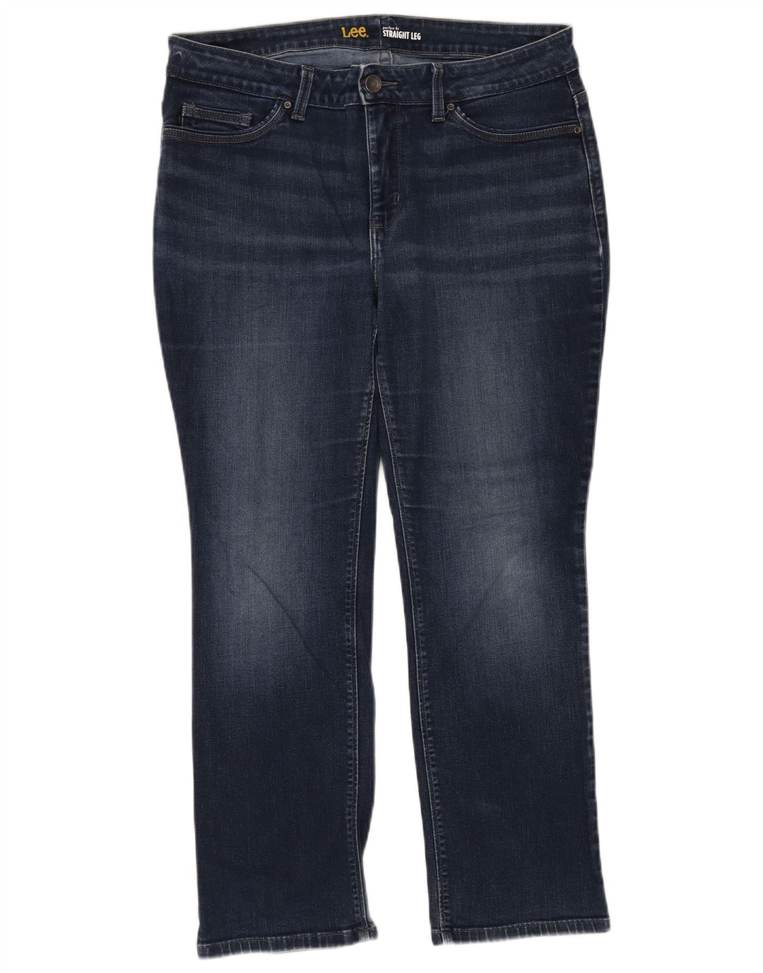 LEE Womens Perfect Fit Straight Jeans W36 L29 Blue Cotton