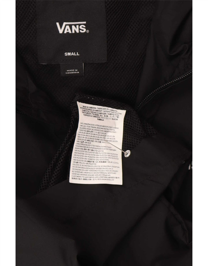Vans Mens Graphic Hooded Rain Jacket UK 36 Small Black Geometric Nylon