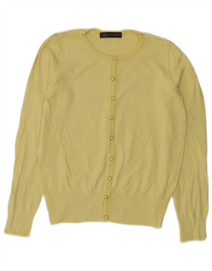 Marks & Spencer Womens Cardigan Sweater UK 8 Small  Yellow Viscose