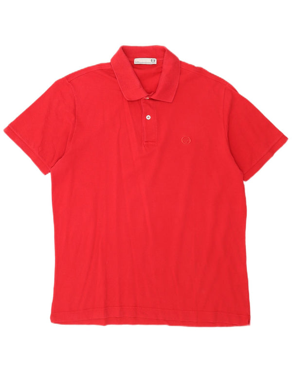 Sergio Tacchini Mens Polo Shirt IT 50 Medium Red Cotton