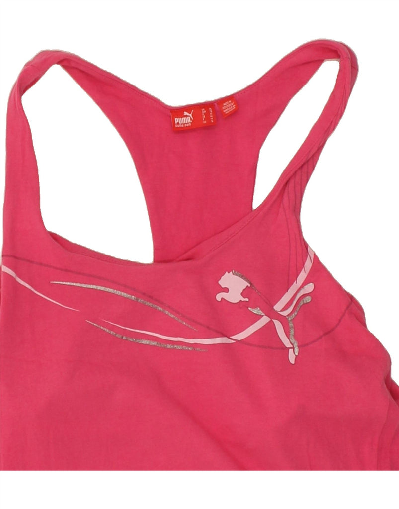 PUMA Womens Graphic Vest Top UK 16 Large  Pink | Vintage Puma | Thrift | Second-Hand Puma | Used Clothing | Messina Hembry 