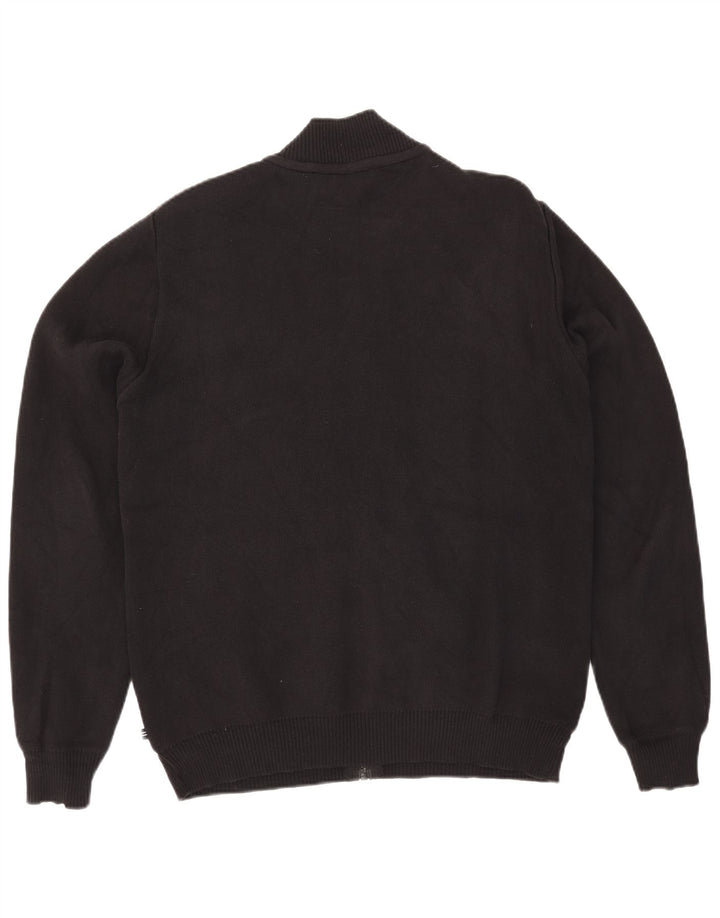 Nautica Mens Cardigan Sweater Large Black Cotton