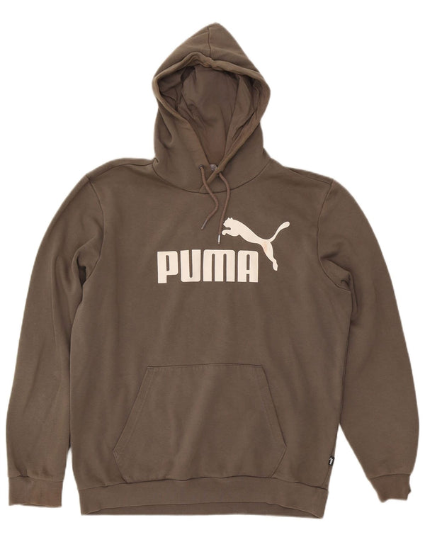 Puma Mens Graphic Hoodie Jumper Medium Brown Cotton