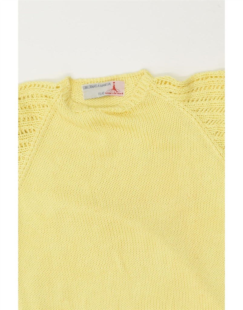 VINTAGE Womens 1/2 Sleeve Crew Neck Jumper Sweater UK 12 Medium Yellow | Vintage Vintage | Thrift | Second-Hand Vintage | Used Clothing | Messina Hembry 