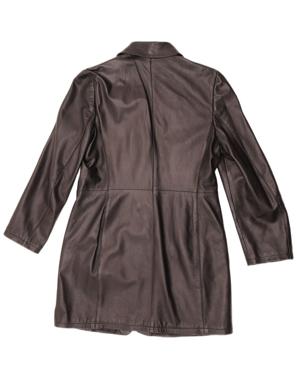 Vintage Womens Leather Coat UK 14 Medium Black Leather