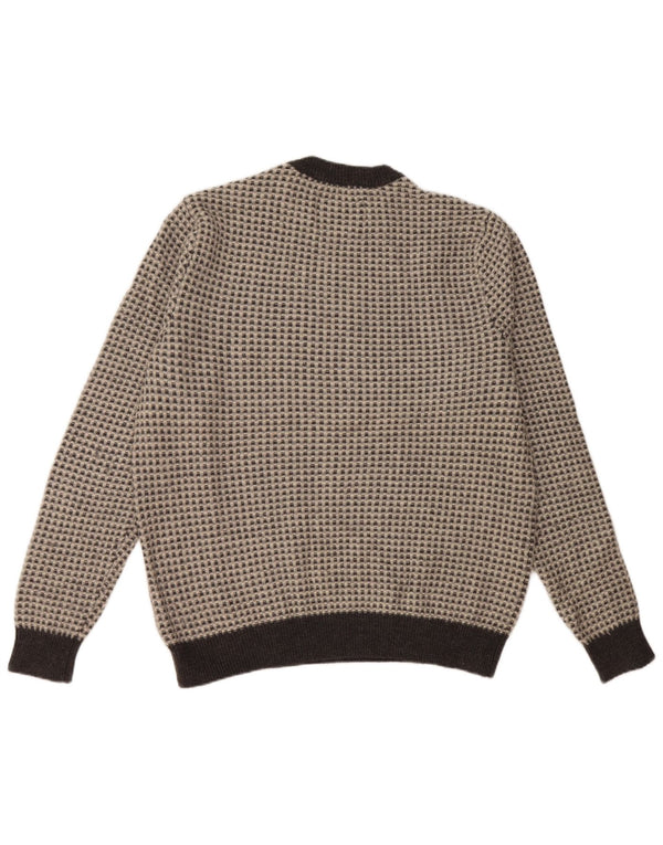 JACK WILLS Womens Crew Neck Jumper Sweater UK 20 2XL Grey Check Wool