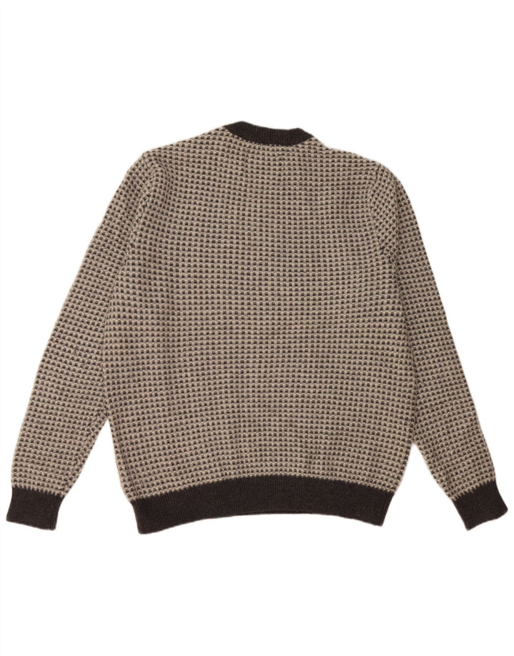 JACK WILLS Womens Crew Neck Jumper Sweater UK 20 2XL Grey Check Wool