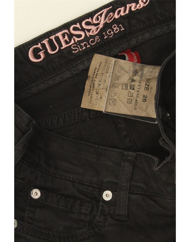 GUESS Womens Slim Jeans W26 L28 Black Cotton