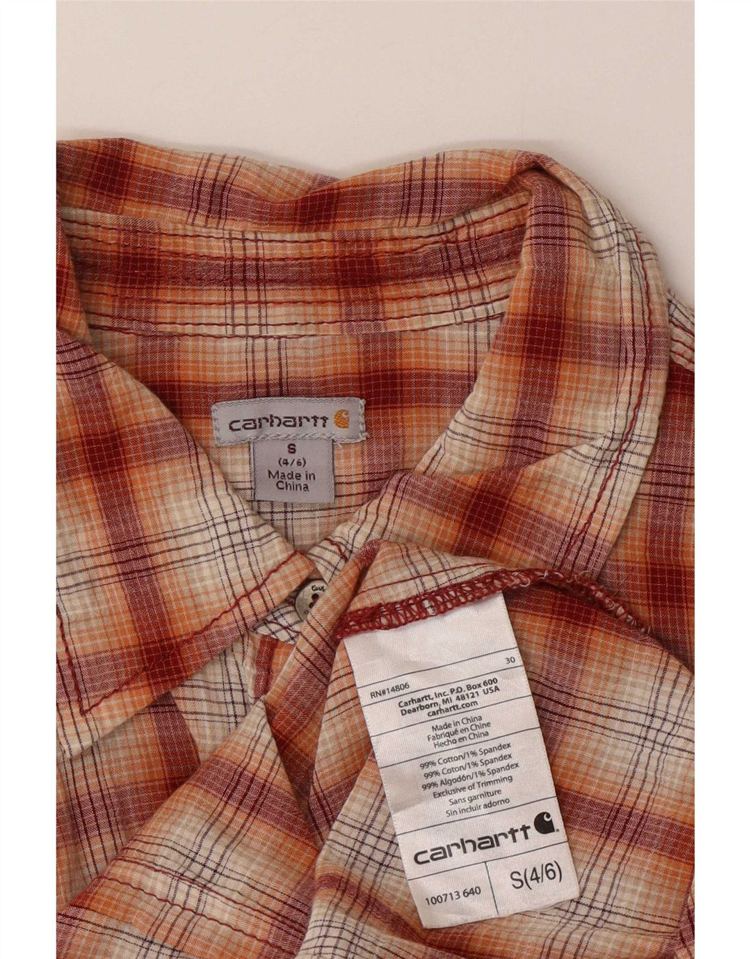 Carhartt Womens Flannel Shirt US 4/6 Small Red Check Cotton