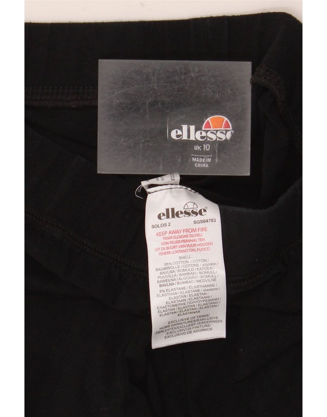 Ellesse Womens Graphic Leggings UK 10 Small  Black Cotton
