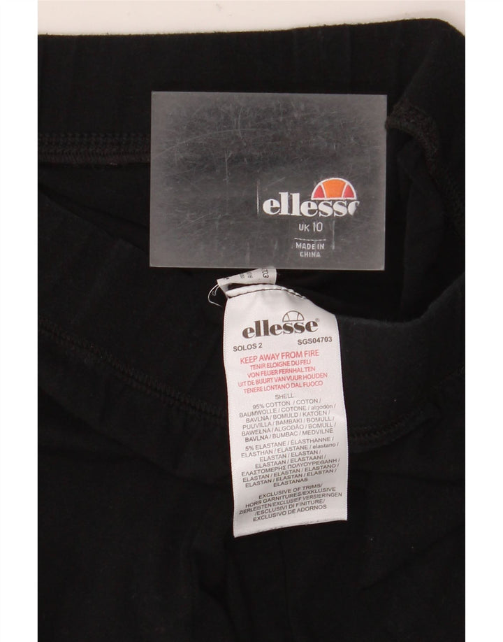 Ellesse Womens Graphic Leggings UK 10 Small  Black Cotton