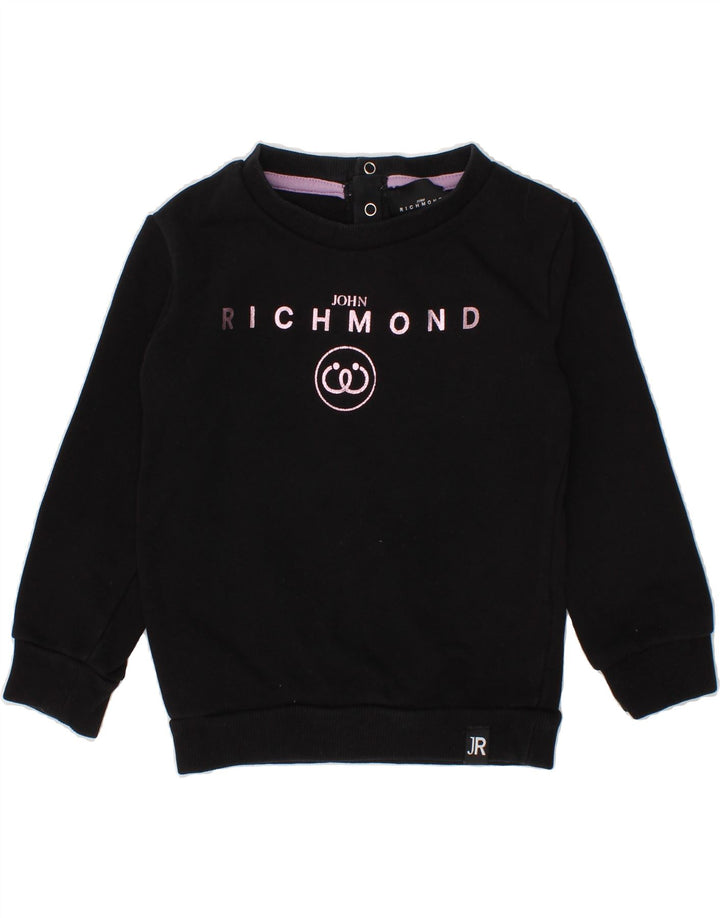 RICHMOND Baby Girls Graphic Sweatshirt Jumper 12-18 Months Black Cotton Vintage Richmond and Second-Hand Richmond from Messina Hembry 