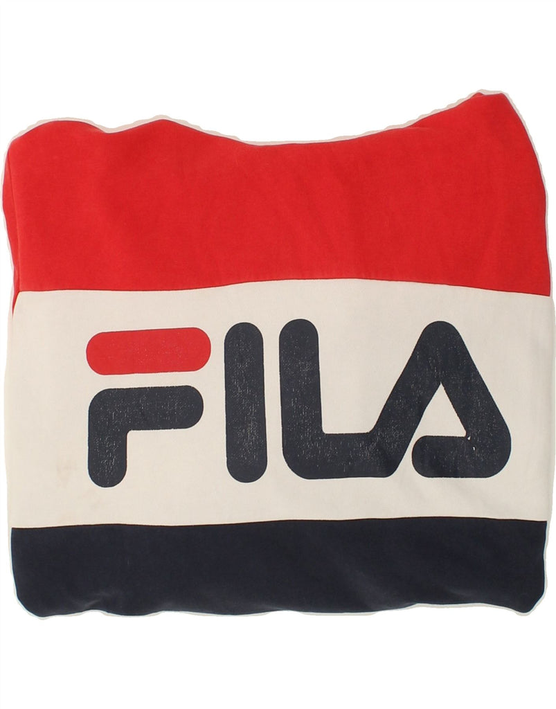 FILA Mens Graphic Hoodie Jumper Large Red Colourblock Cotton | Vintage Fila | Thrift | Second-Hand Fila | Used Clothing | Messina Hembry 