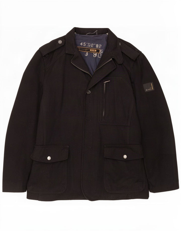 Gas Mens Military Jacket IT 54 2XL Black Wool