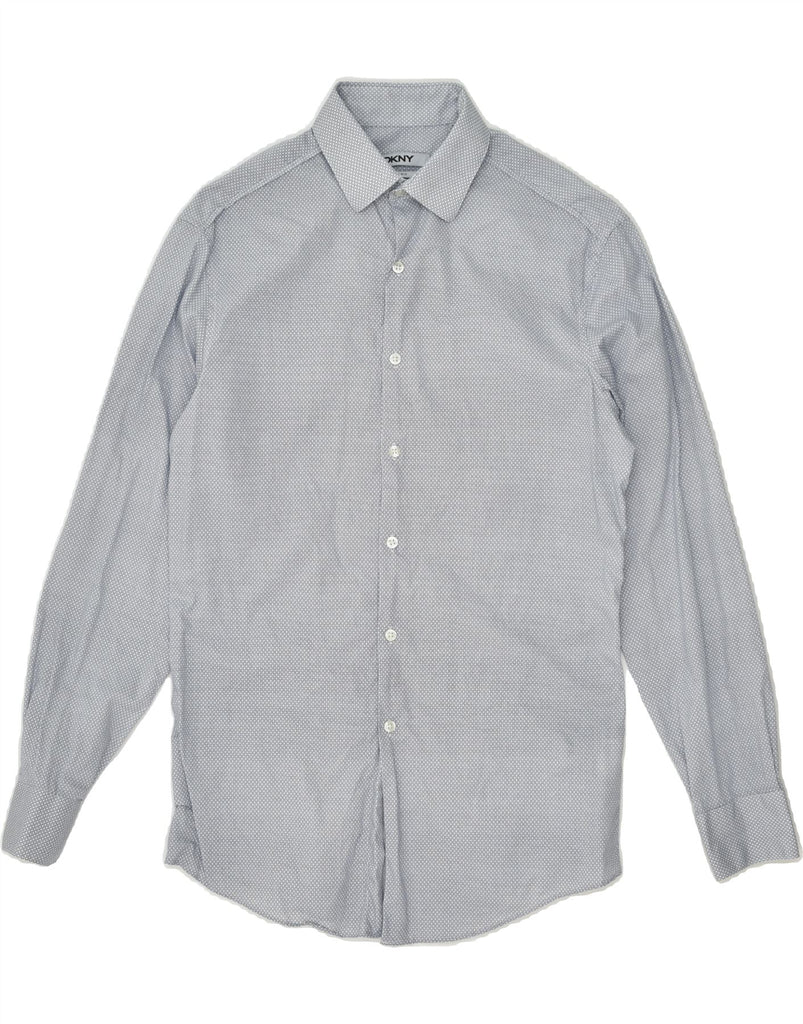 DKNY Mens Slim Fit Shirt Size 14 1/2 Small Grey Check Cotton | Vintage Dkny | Thrift | Second-Hand Dkny | Used Clothing | Messina Hembry 